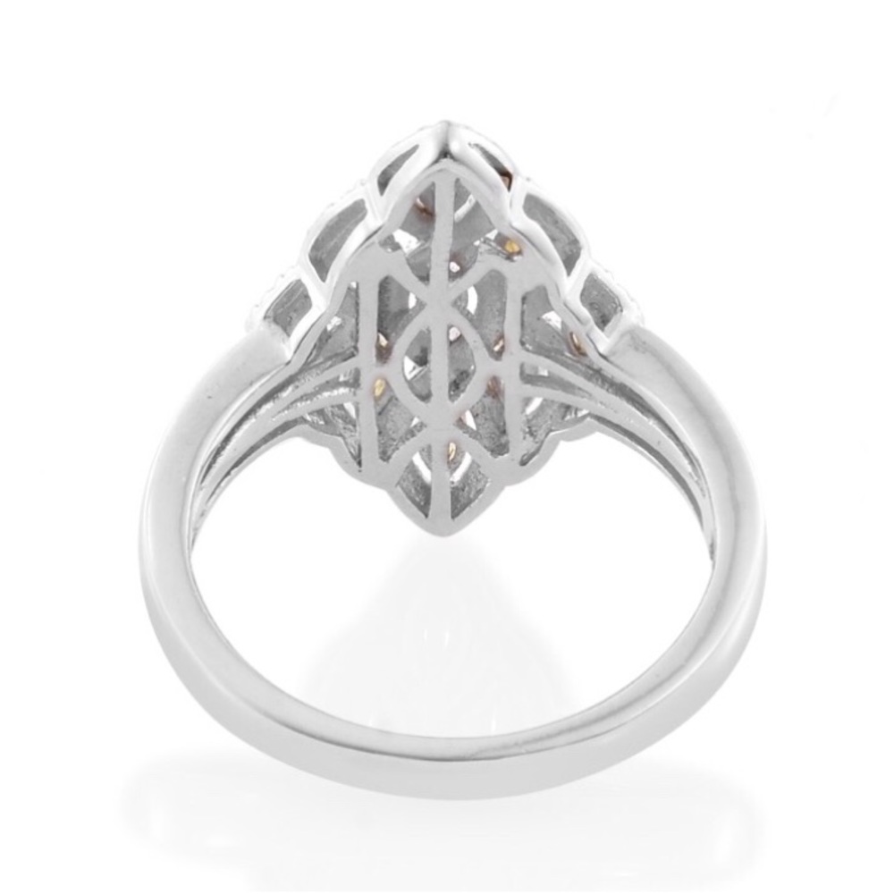 Yellow Sapphire CZ Platinum Plated Ring. - Picture 6 of 8